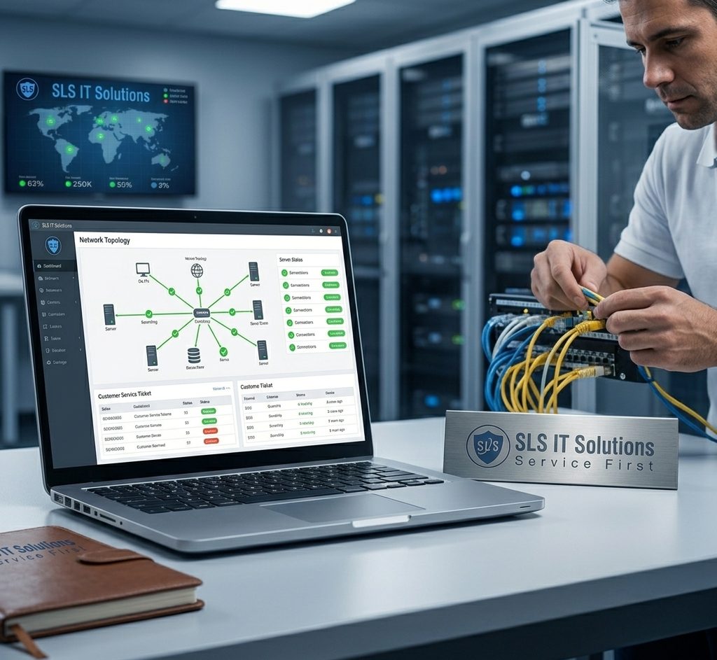 SLS IT Solutions NOC and service desk team monitoring client systems